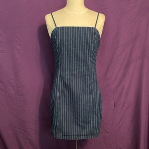 Forever 21 Blue Pinstripe Denim Mini Dress. Size M.
